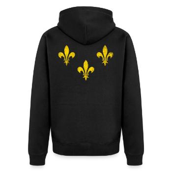 Insel Frankreichs (Île de France) Wappen Lilien - Unisex Premium Bio Zip Hoodie - Schwarz - Hinten - Nico (187cm)