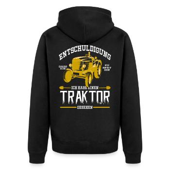 Traktor Kinder Landwirt Bauer Bauernhof Spruch - Unisex Premium Bio Zip Hoodie - Schwarz - Hinten - Nico (187cm)