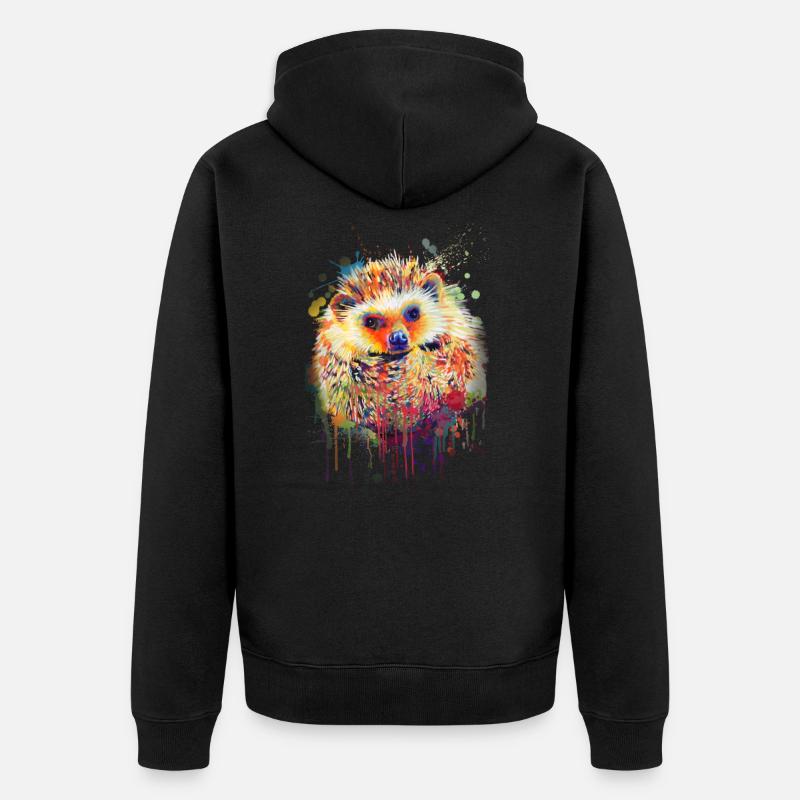 Hérissons dessinés à la main - Veste à capuche bio Premium Unisexe - noir