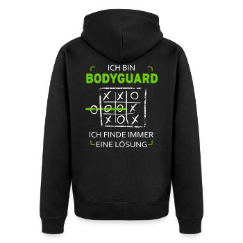Ich bin Bodyguard Drei Gewinnt Lustig Witzig - Unisex Premium Bio Zip Hoodie - Schwarz - Hinten - Nico (187cm)