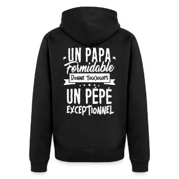 un Papa Formidable donne un Pépé Exceptionnel - Veste à capuche bio Premium Unisexe - noir - Dos - Nico (187cm)