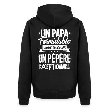 un Papa Formidable donne un Pépère Exceptionnel - Veste à capuche bio Premium Unisexe - noir - Dos - Nico (187cm)