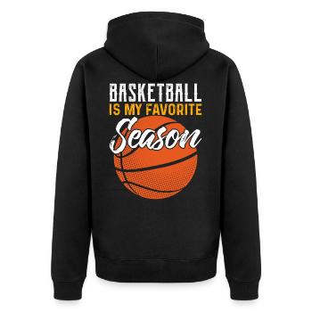 Basketball Basketballer Ball Basketballer Geschenk - Unisex Premium Bio Zip Hoodie - Schwarz - Hinten - Nico (187cm)