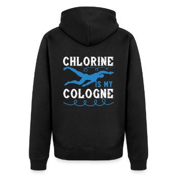Schwimmen Chlor ist mein Eau de Cologne - Unisex Premium Bio Zip Hoodie - Schwarz - Hinten - Nico (187cm)