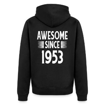 Awesome Since 1953 - Unisex Premium Organic Zip Hoodie - black - Back - Nico (187cm)