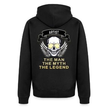 Artist The Man The Myth The Legend - Unisex Premium Bio Zip Hoodie - Schwarz - Hinten - Nico (187cm)