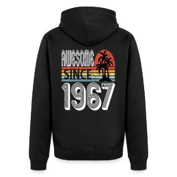 Awesome Since 1967 Sunset - Unisex Premium Organic Zip Hoodie - black - Back - Nico (187cm)
