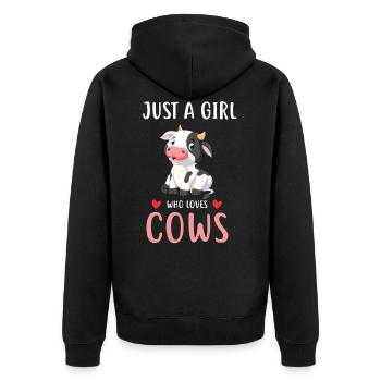 Kuh Kühe Bauernhof Landwirtschaft Geschenk - Unisex Premium Bio Zip Hoodie - Schwarz - Hinten - Nico (187cm)