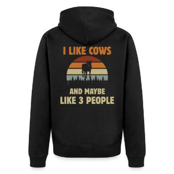 Kuh Kühe Bauernhof Landwirtschaft Geschenk - Unisex Premium Bio Zip Hoodie - Schwarz - Hinten - Nico (187cm)