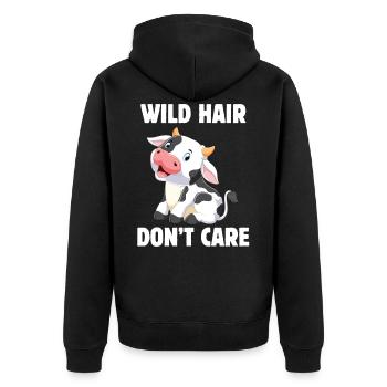 Kuh Kühe Bauernhof Landwirtschaft Geschenk - Unisex Premium Bio Zip Hoodie - Schwarz - Hinten - Nico (187cm)