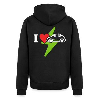 Eauto Love E-Car Love Electric Car - Unisex Premium Organic Zip Hoodie - black - Back - Nico (187cm)