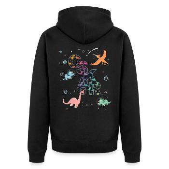 Oskar - Beau nom de garçon avec des dinosaures cool - Veste à capuche bio Premium Unisexe - noir - Dos - Nico (187cm)