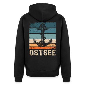 Ostsee Souvenir Ostseeküste - Unisex Premium Bio Zip Hoodie - Schwarz - Hinten - Nico (187cm)
