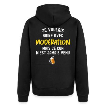 Boire avec modération humour bière pour homme - Veste à capuche bio Premium Unisexe - noir - Dos - Nico (187cm)