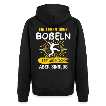 Bosseln Bosselsport Boßeln Bosselkugel - Unisex Premium Bio Zip Hoodie - Schwarz - Hinten - Nico (187cm)