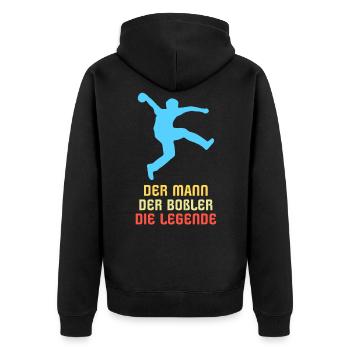 Bosseln Bosselsport Boßeln Bosselkugel - Unisex Premium Bio Zip Hoodie - Schwarz - Hinten - Nico (187cm)