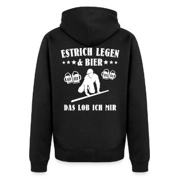 Estrichleger Bier Estrich Bodenleger - Unisex Premium Bio Zip Hoodie - Schwarz - Hinten - Nico (187cm)