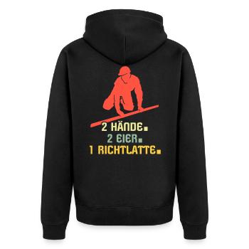 Estrichleger Sprüche Estrich Bodenleger - Unisex Premium Bio Zip Hoodie - Schwarz - Hinten - Nico (187cm)