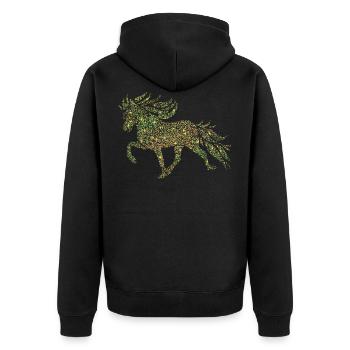 Isländer mit Punkten und Sternen - Unisex Premium Bio Zip Hoodie - Schwarz - Hinten - Nico (187cm)
