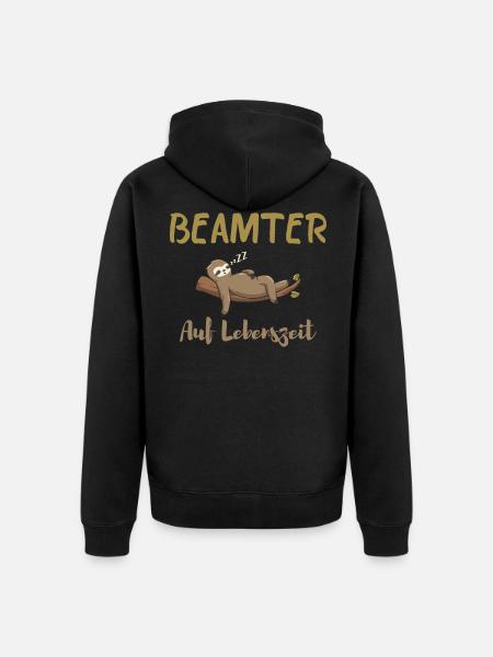Beamter auf Lebenszeit. Faultier - Unisex Premium Bio Zip Hoodie - Schwarz