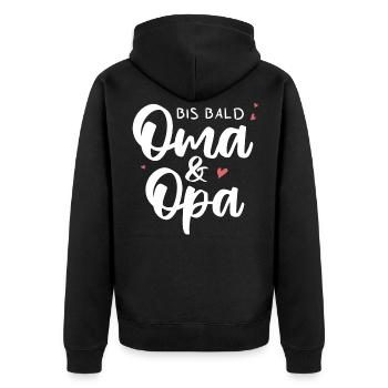 Bis bald Oma & Opa. Enkelkind - Unisex Premium Bio Zip Hoodie - Schwarz - Hinten - Nico (187cm)