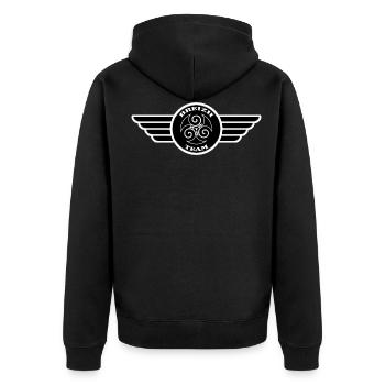 Bretagne, Breizh Mannschaft - Unisex Premium Bio Zip Hoodie - Schwarz - Hinten - Nico (187cm)