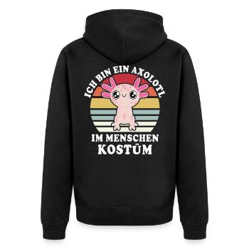 Axolotl Grottenolm Schwanzlurch Nacktmull - Unisex Premium Bio Zip Hoodie - Schwarz - Hinten - Nico (187cm)
