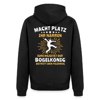 Bosseln Klootschiessen Majestät Boßeln Sprüche - Unisex Premium Bio Zip Hoodie - Schwarz - Hinten - Nico (187cm)