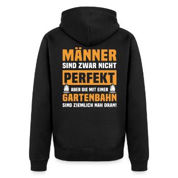 Gartenbahn Eisenbahn Garten Gartenbahner Männer - Unisex Premium Bio Zip Hoodie - Schwarz - Hinten - Nico (187cm)