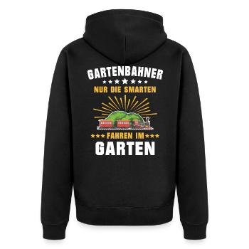 Gartenbahn Gartenbahner Eisenbahn Garten Spur G - Unisex Premium Bio Zip Hoodie - Schwarz - Hinten - Nico (187cm)