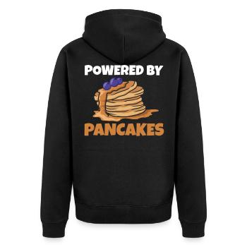 Powered By Pancakes Foodies Sweet Dish Crown - Unisex Premium Bio Zip Hoodie - Schwarz - Hinten - Nico (187cm)