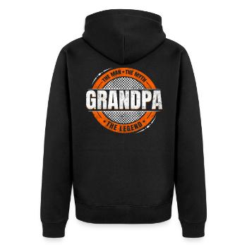 Grandpa Grandfather Paw Granddaddy Grandma Grandpa - Unisex Premium Organic Zip Hoodie - black - Back - Nico (187cm)