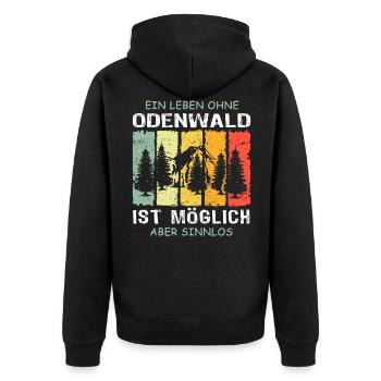 Odenwald Sprüche Odenwälder - Unisex Premium Bio Zip Hoodie - Schwarz - Hinten - Nico (187cm)