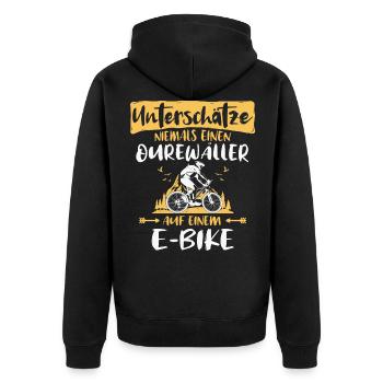 Odenwald Ebike Odenwälder Ebiker Odenwaelder - Unisex Premium Bio Zip Hoodie - Schwarz - Hinten - Nico (187cm)