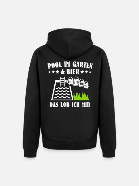 Pool Poolbauer Poolbecken - Unisex Premium Bio Zip Hoodie - Schwarz