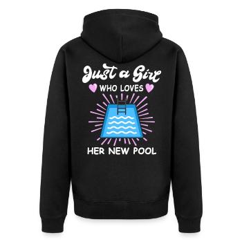 Pool Mädchen Poolbauer Poolbecken Schwimmen - Unisex Premium Bio Zip Hoodie - Schwarz - Hinten - Nico (187cm)