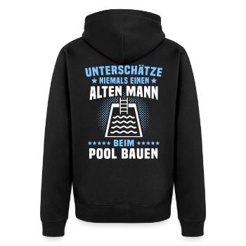 Pool Männer Poolbauer Poolbecken Gartenpool - Unisex Premium Bio Zip Hoodie - Schwarz - Hinten - Nico (187cm)