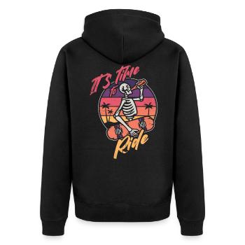 Skeleton Skater Skater Skate Skateboard Rolling - Unisex Premium Organic Zip Hoodie - black - Back - Nico (187cm)