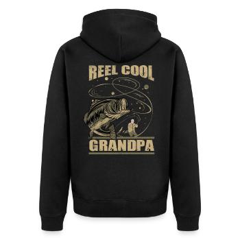 Grandpa Grandfather Hunter Grandpa Fishing Fish - Unisex Premium Organic Zip Hoodie - black - Back - Nico (187cm)