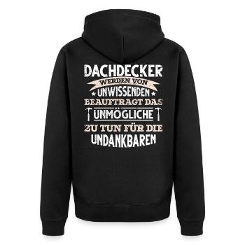 lustiges Dachdecker - Unisex Premium Bio Zip Hoodie - Schwarz - Hinten - Nico (187cm)