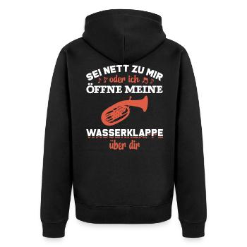 Tenorhorn - Unisex Premium Bio Zip Hoodie - Schwarz - Hinten - Nico (187cm)