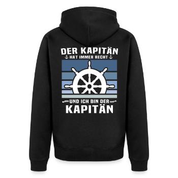 Kapitän Boot Käptn Sprüche Kapitaen - Unisex Premium Bio Zip Hoodie - Schwarz - Hinten - Nico (187cm)
