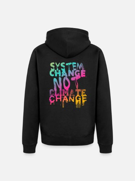 System Change - not Climate Change - Unisex Premium Organic Zip Hoodie - black