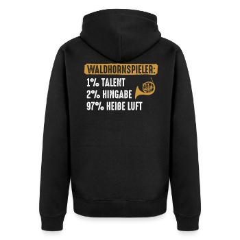 Horn Waldhornspieler - Unisex Premium Bio Zip Hoodie - Schwarz - Hinten - Nico (187cm)