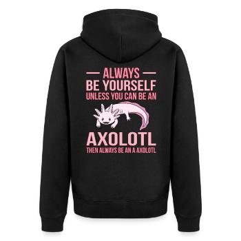 Seien Sie Immer Ein Axolotl Kawaii Lover - Unisex Premium Bio Zip Hoodie - Schwarz - Hinten - Nico (187cm)