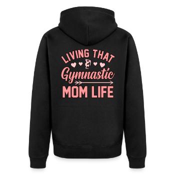 Gymnastic Mom Gymnastic Gymnastics Sports Lover - Unisex Premium Bio Zip Hoodie - Schwarz - Hinten - Nico (187cm)