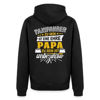 Taxifahrer Papa Taxi Sprüche - Unisex Premium Bio Zip Hoodie - Schwarz - Hinten - Nico (187cm)