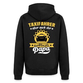 Taxifahrer Papa Taxi Sprüche - Unisex Premium Bio Zip Hoodie - Schwarz - Hinten - Nico (187cm)