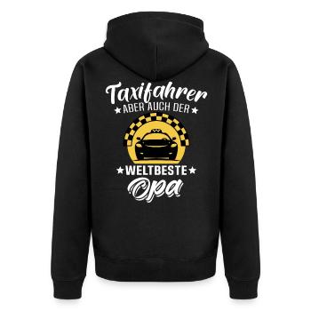 Taxifahrer Opa Taxi Sprüche - Unisex Premium Bio Zip Hoodie - Schwarz - Hinten - Nico (187cm)