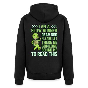 Je suis un coureur lent Tortue Semi-marathon courir - Veste à capuche bio Premium Unisexe - noir - Dos - Nico (187cm)